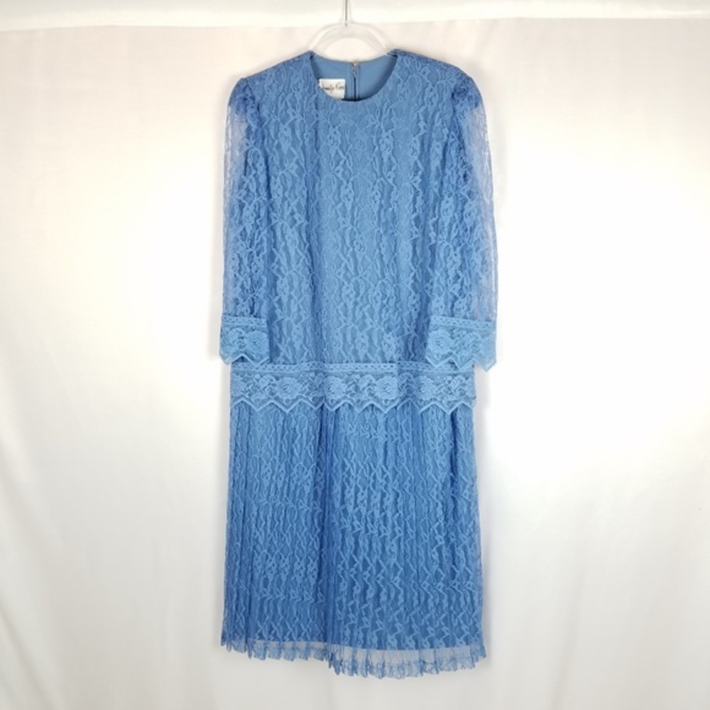 Jennifer Gee dress vintage wedding midi‎ blue 18